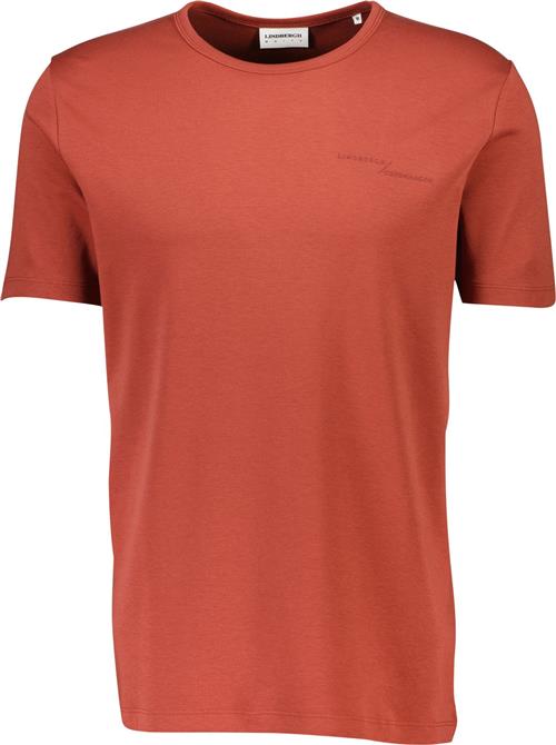 Lindbergh Basic Oneck tee S/S Mand Burnt Red Kortærmede T-shirts Relaxed Fit Str M - Bomuld hos Magasin