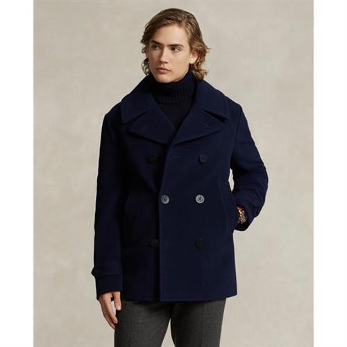 Polo Ralph Lauren Polo Woolblend Peacoat Mand Blå Frakker Str M - Bomuld hos Magasin