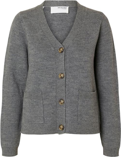 Se Selected Femme Slfana LS Knit Cardigan Noos Kvinde Grå Cardigans Str XL - hos Magasin ved Magasin