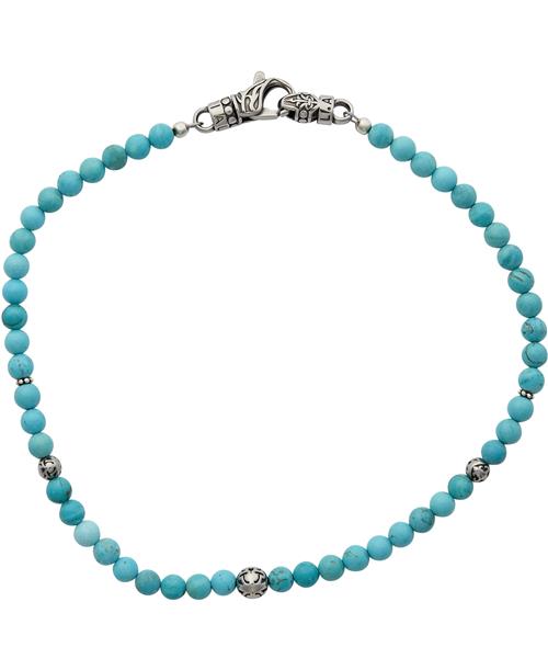 Se Nialaya Men's Adorned Stainless Steel Wrap Around Bracelet With Turquoise XL - Armbånd Stål hos Magasin ved Magasin