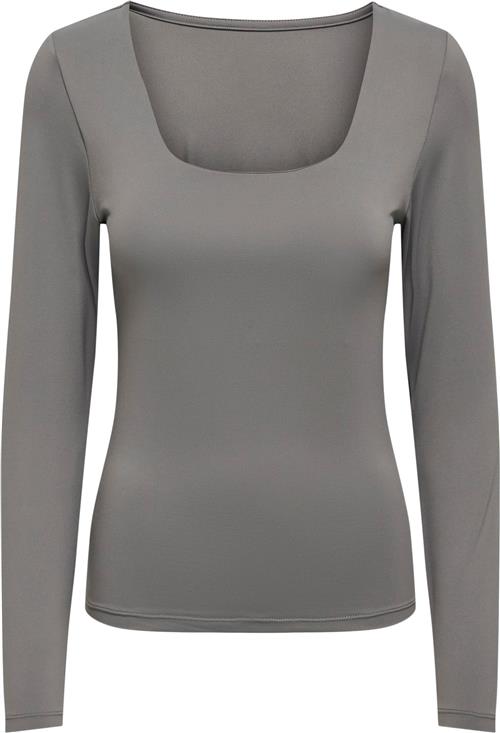 ONLY Onlea L/S 2way Deep Neck TOP JRS Kvinde Thunderstorm Langærmede T-shirts Str XS - hos Magasin