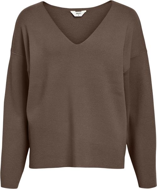 Object Objreynard Vneck Pullover Noos Kvinde Morel Toppe Regular Fit Str XL - hos Magasin