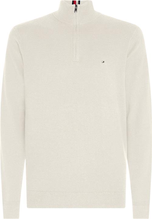 Se Tommy Hilfiger Pima ORG CTN Cashmere ZIP Mock Mand Ancient White Turtlenecks Str XL Cashmere - hos Magasin ved Magasin