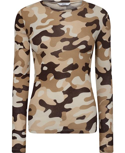 Envii Envelda LS TEE AOP 5328 Kvinde Desert Camo Langærmede T-shirts Str L - hos Magasin