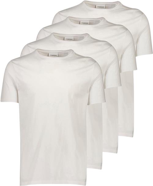 Lindbergh 4PK Basic tee S/S Mand Hvid Kortærmede T-shirts Relaxed Fit Str S - hos Magasin