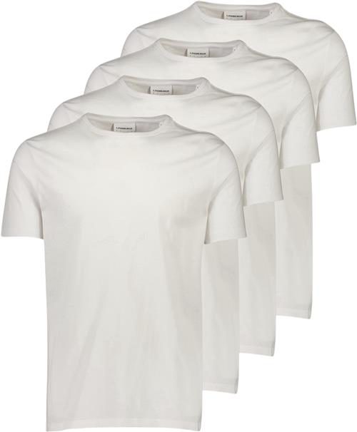 Lindbergh 4PK Basic tee S/S Mand Hvid Kortærmede T-shirts Relaxed Fit Str XXXL - hos Magasin