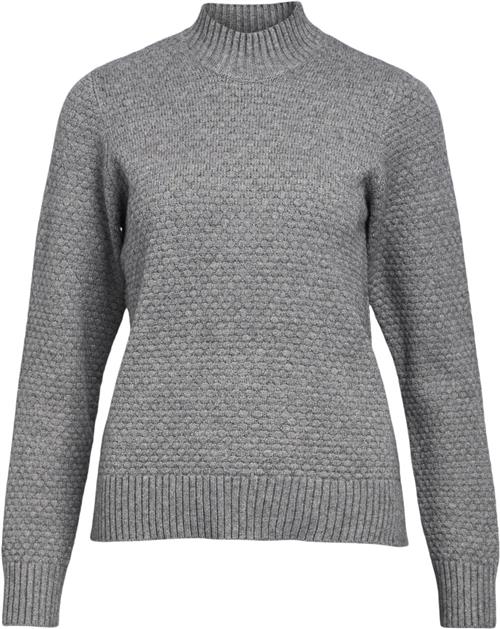 Object Objfenya RE L/S Knit Pullover Noos Kvinde Medium Grey Melange Toppe Regular Fit Str XS - hos Magasin