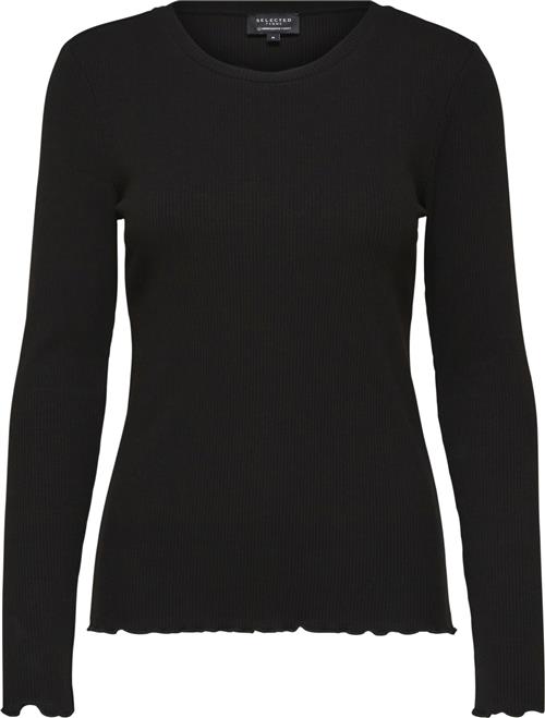 Selected Femme Slfanna LS Crew Neck TEE S Noos Kvinde Sort Langærmede T-shirts Str L - hos Magasin