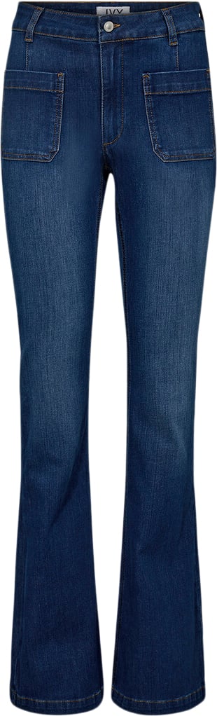 IVY Copenhagen Ivyann Charlotte Earth Jeans Wash Cayenne Kvinde Denim Blue Flare Bukser Str 32 / 32 - hos Magasin