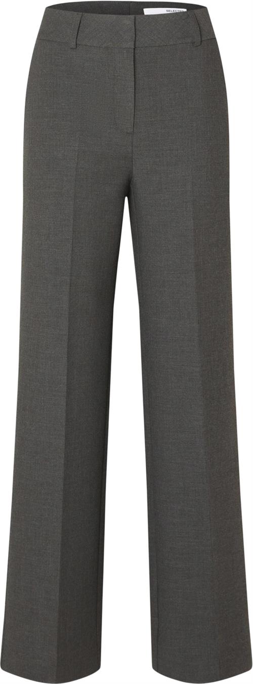 Se Selected Femme Slfrita MW Wide Pant DGM N Noos Kvinde Grå Bukser Med Brede Ben Str "40/""32" - hos Magasin ved Magasin