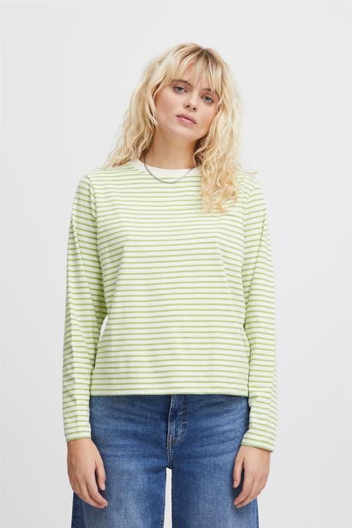 Se ICHI Ihmira LS2 Kvinde Green Tea Stripe Langærmede T-shirts Str L - hos Magasin ved Magasin