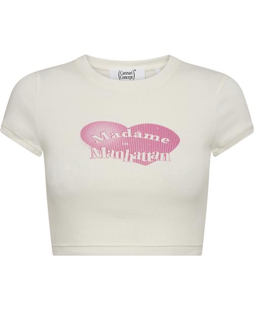 Cannari Concept Cropped Tshirt Kvinde Bright White Kortærmede T-shirts Str 34 - hos Magasin