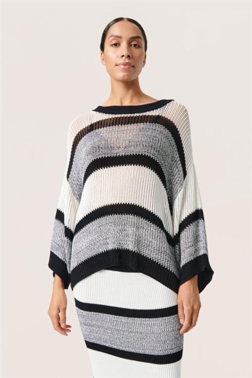 Se Soaked in Luxury Slrohanna Pullover Kvinde Black, White And Melange Sweaters Str L - hos Magasin ved Magasin