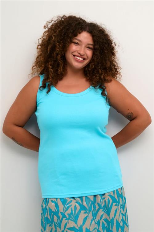 Kaffe Curve Kccarina Tank Top x Kvinde Blue Atoll Tanktoppe Str XL - hos Magasin