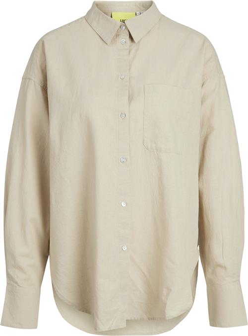 Se JJXX Jxjamie LS RLX Linen Blend Shirt WV Kvinde Cement Langærmede Skjorter Relaxed Fit Str S - hos Magasin ved Magasin