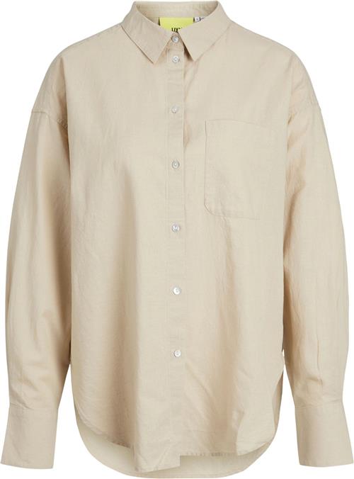 Se JJXX Jxjamie LS RLX Linen Blend Shirt WV Kvinde Cement Langærmede Skjorter Relaxed Fit Str M - hos Magasin ved Magasin