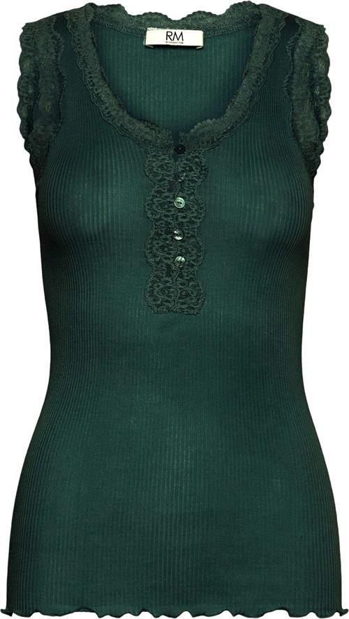 RM by Rosemunde Rmwbalta Modal SL Lace Placket top Kvinde Bottle Green Toppe Str M - Bomuld hos Magasin