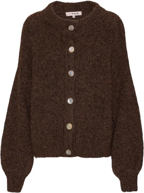 Se A-VIEW Patrisia Solid Knit Cardigan Kvinde Dark Brown Cardigans Str M - hos Magasin ved Magasin