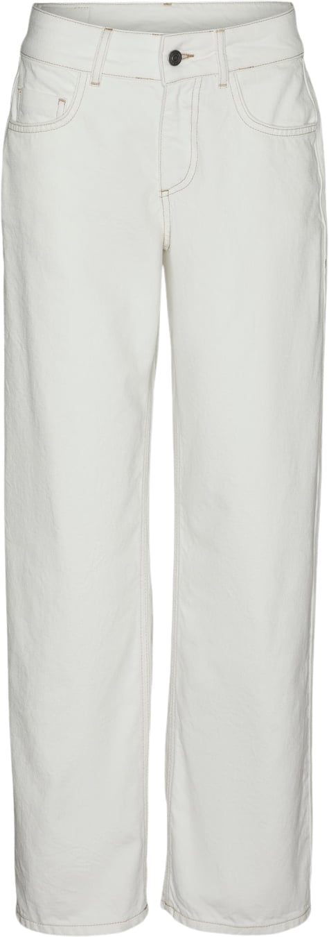 Something New Snrancy MID Rise Wide Jeans Kvinde White Denim Wide Jeans Straight Fit Str "28/""34" - hos Magasin