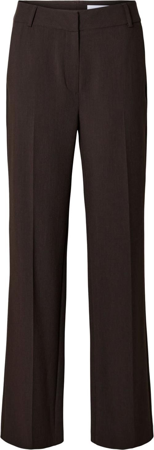 Selected Femme Slfrita MW Wide Pant Noos Kvinde Coffee Bean/melange Bukser Med Brede Ben Str 38 - hos Magasin