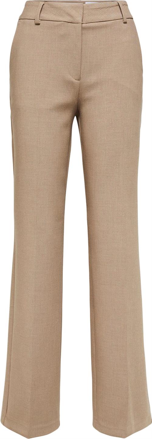 Selected Femme Slfrita MW Wide Pant Camel MLG B NO Kvinde Camel/melangé Bukser Med Brede Ben Str 40 - hos Magasin