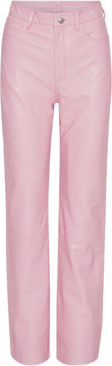 REMAIN Leather Straight Pants Kvinde Orchid Pink Bukser Med Lige Ben Str 40 - hos Magasin