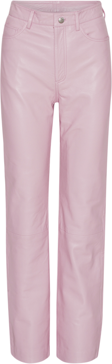 REMAIN Leather Straight Pants Kvinde Orchid Pink Bukser Med Lige Ben Str 36 - hos Magasin