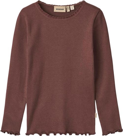 Se Wheat Langærmet Rib Tshirt Reese Str 4 år / 104 cm - Lilla Langærmede T-shirts Bomuld hos Magasin ved Magasin