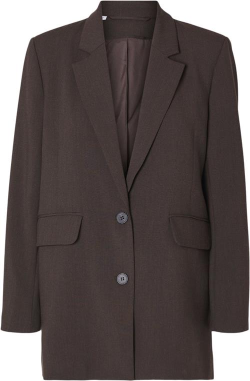 Se Selected Femme Slfrita LS Relaxed Blazer Noos Kvinde Coffee Bean/melange Blazere Str 40 - hos Magasin ved Magasin