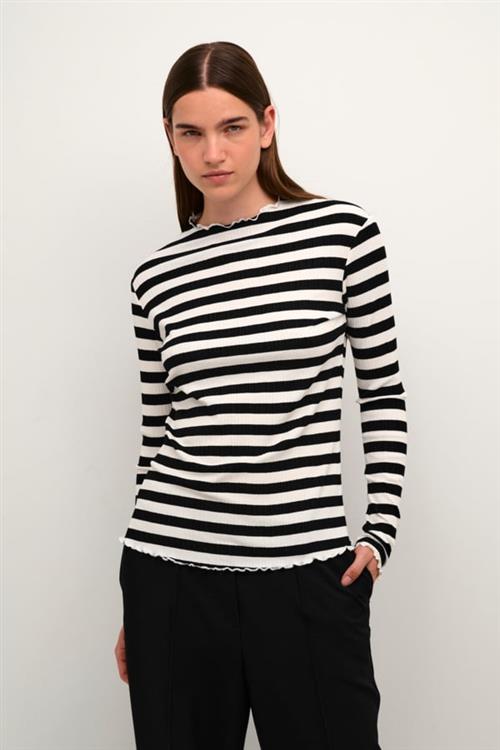 Se Karen by Simonsen Candacekb Big Stripe LS Kvinde Egret/meteorite Stripe Langærmede T-shirts Str L - hos Magasin ved Magasin