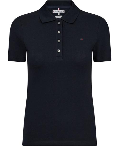 Tommy Hilfiger 1985 Slim Pique Polo SS Kvinde Desert Sky Kortærmede T-shirts Str S - hos Magasin