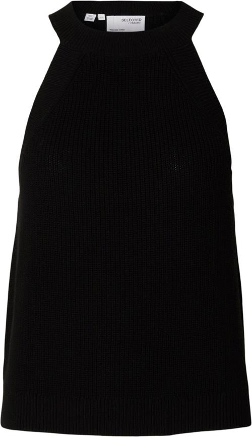 Selected Femme Slfvinna SL Halterneck Knit Kvinde Sort Toppe Loose Fit Str XS - hos Magasin