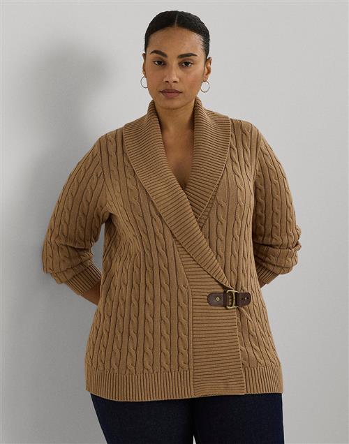 Lauren Ralph Lauren Gassed Cottonls Shawl Collar P/O Kvinde Classic Camel Sweaters Str 3X - hos Magasin