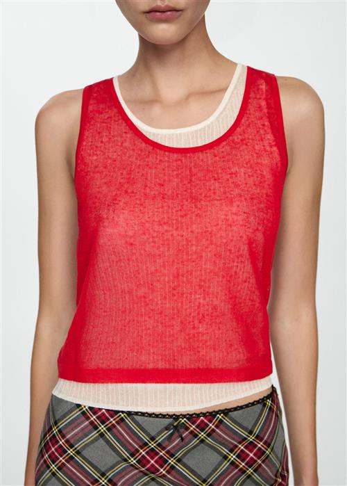 MANGO Combined Lyocell top Kvinde Red Tanktoppe Str XS - hos Magasin