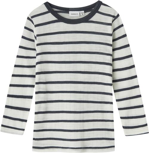 Se Name It Nmmwang Wool Needle LS TOP Noos Str 104 - Snow White/ombre Langærmede T-shirts hos Magasin ved Magasin