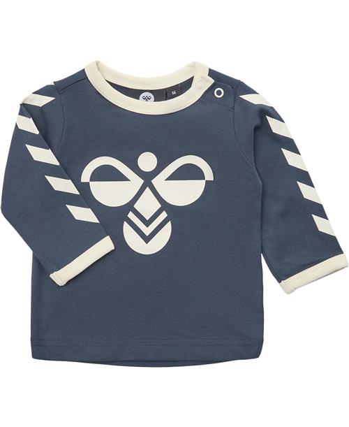 Hummel Hmlflipper Tshirt L/S Str 2-4 mdr / 62 cm - Blå Langærmede T-shirts hos Magasin