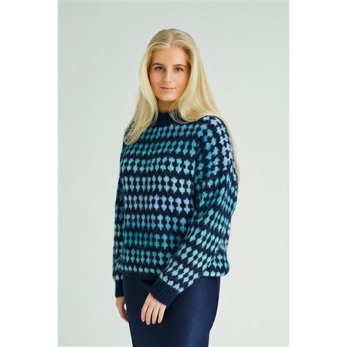 A-VIEW Patrisia Knit Pullover Kvinde Blue/navy Sweaters Loose Fit Str XS - hos Magasin