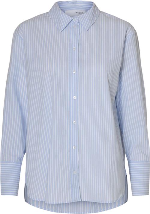 Selected Femme Slfelisa LS Shirt Kvinde Cashmere Blue/bright White Langærmede Skjorter Str 38 - hos Magasin