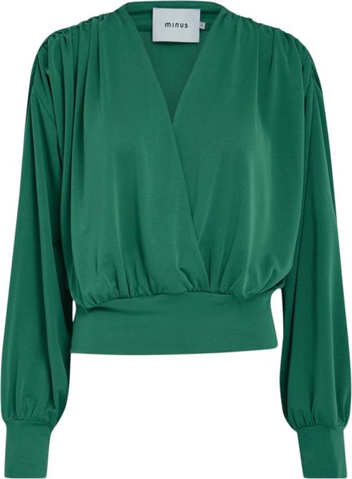 Minus Gasia Modal Wrap Blouse Kvinde Golf Green Langærmede Bluser Str L - hos Magasin