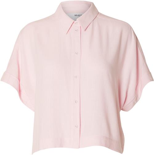 Selected Femme Slfviva SS Cropped Shirt Noos Kvinde Cradle Pink Kortærmede Skjorter Str 40 - hos Magasin