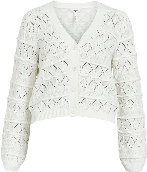 Se Object Objliva L/S Vneck Knit Cardigan NO Kvinde Cloud Dancer Cardigans Str L - hos Magasin ved Magasin