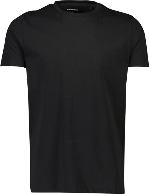 Lindbergh Mens Stretch Crew Neck tee S/S Mand Sort Kortærmede T-shirts Slim Fit Str L - hos Magasin