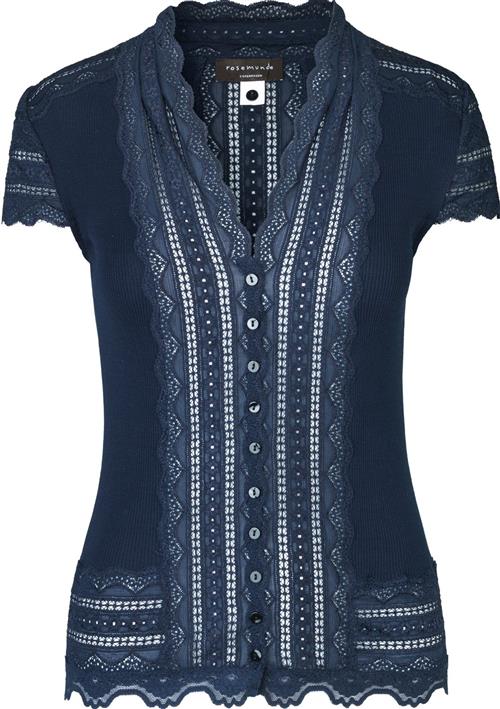 Se Rosemunde Silk Cardigan Regular ss W/wide Lace Kvinde Blå Toppe Str XS - hos Magasin ved Magasin