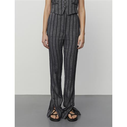 DAY Birger et Mikkelsen Ally Cotton Blend Stripe Kvinde Black Hørbukser Str 38 - hos Magasin