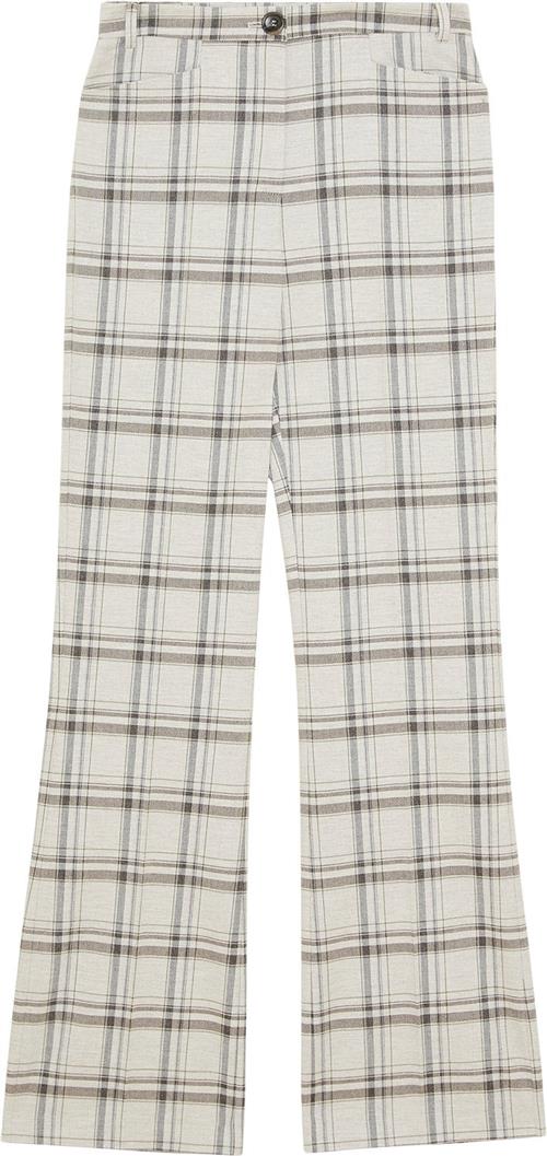 Patrizia Pepe Pantaloni/trousers Kvinde Mineral Gray Check Bukser Med Brede Ben Regular Fit Str 40 - hos Magasin