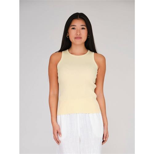 A-VIEW Rib Knit Tank top Kvinde Pale Yellow Sweaters Tight Fit Str XS - hos Magasin