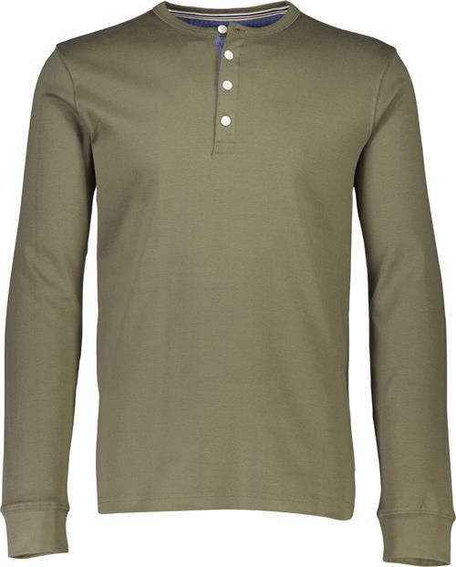 Lindbergh Solid Gradad w Contrast Fabric L/S Mand Grøn Langærmede T-shirts Str M - Bomuld hos Magasin