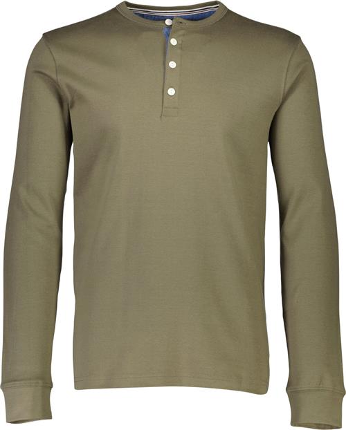 Lindbergh Solid Gradad w Contrast Fabric L/S Mand Grøn Langærmede T-shirts Str XXL - Bomuld hos Magasin