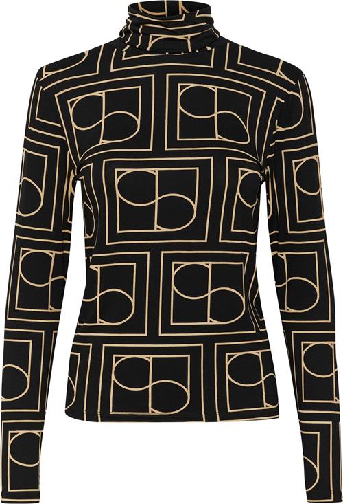 Soaked in Luxury Slhanadi Printed Rollneck LS Kvinde Black W Tiger´S Eye Jaquard Rullekraver Regular Fit Str XS - hos Magasin