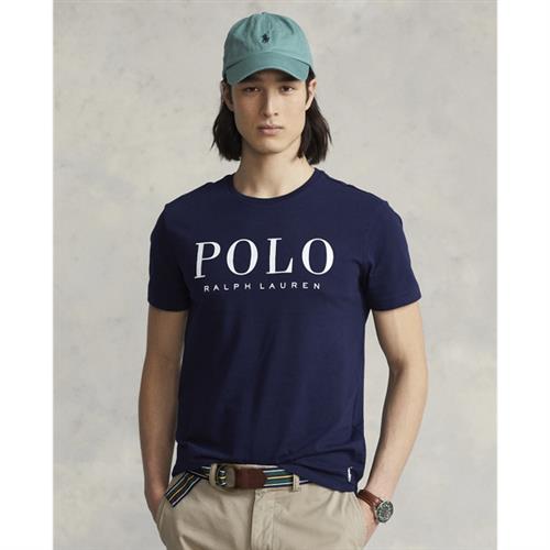 Se Polo Ralph Lauren Custom Slim Fit Logo Jersey Tshirt Mand Blå Kortærmede T-shirts Slim Fit Str XL - Bomuld hos Magasin ved Magasin